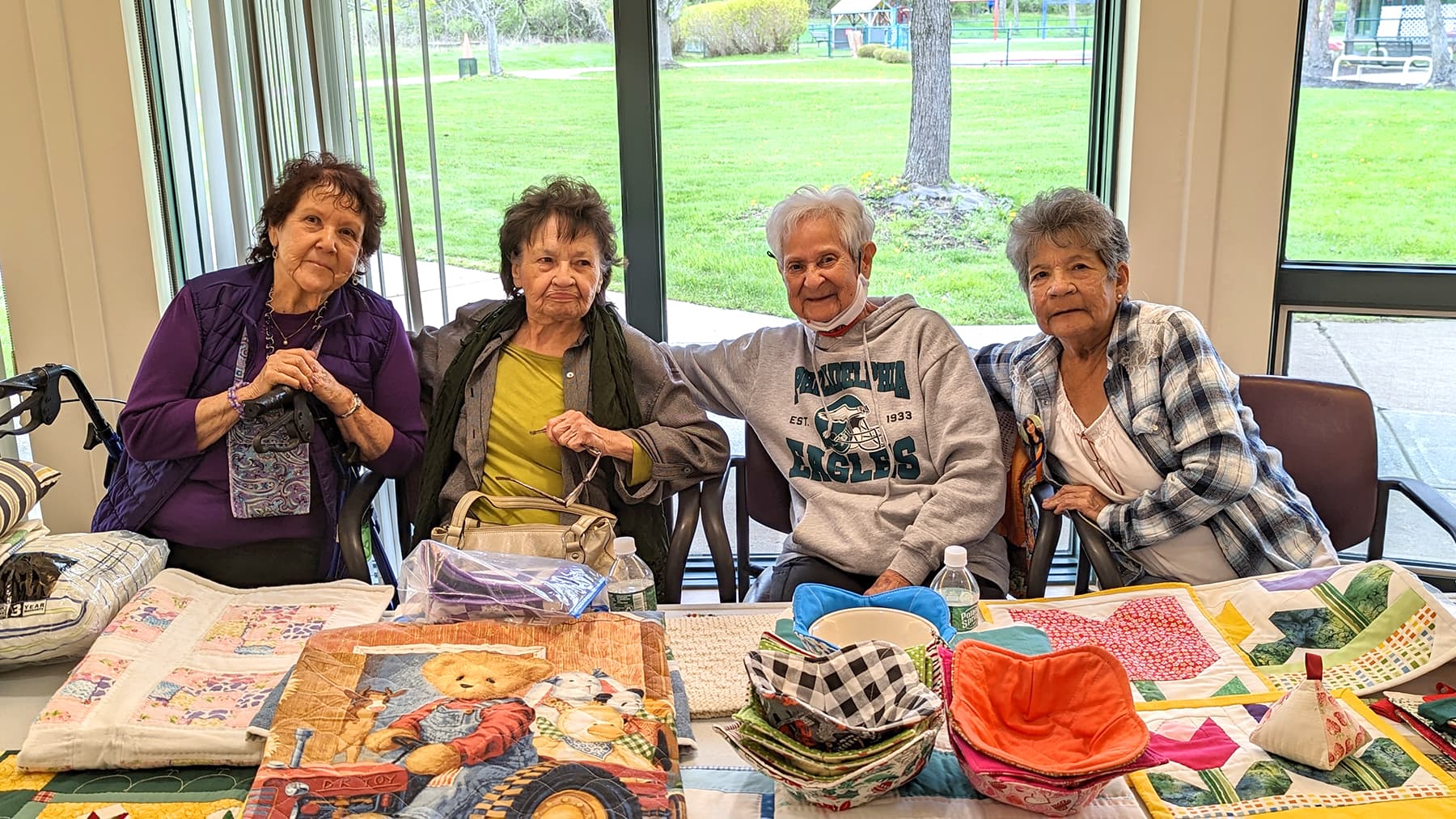 Elders women eating together