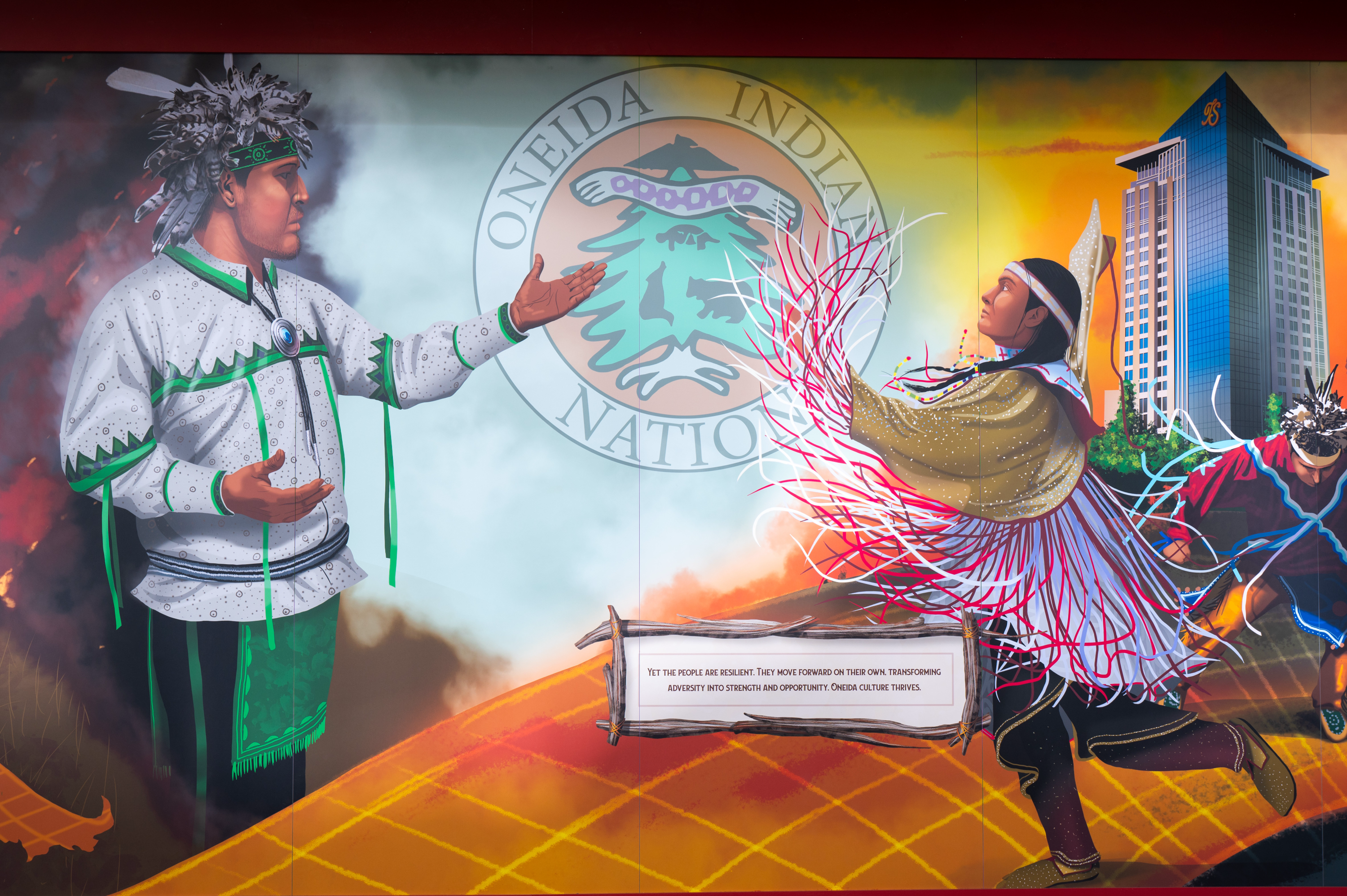 The Oneida Story Mural on public display at Wynn Hospital